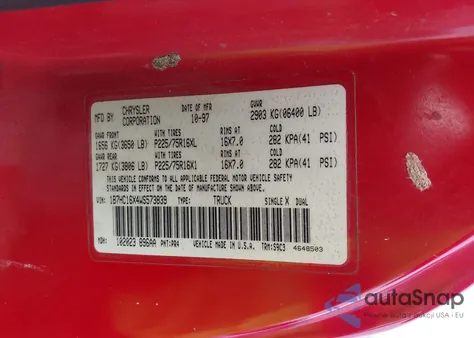 1998 Dodge Ram 1500 St/Ws from USA, damaged, VIN 1B7HC16X4WS573839